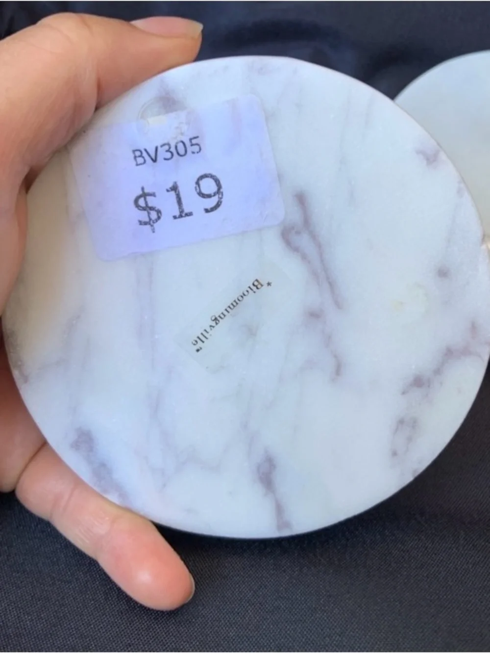 White Marble Round Coasters with Iridescent Inlay - Set of 2